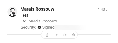 S/MIME verified badge showing in Apple Mail